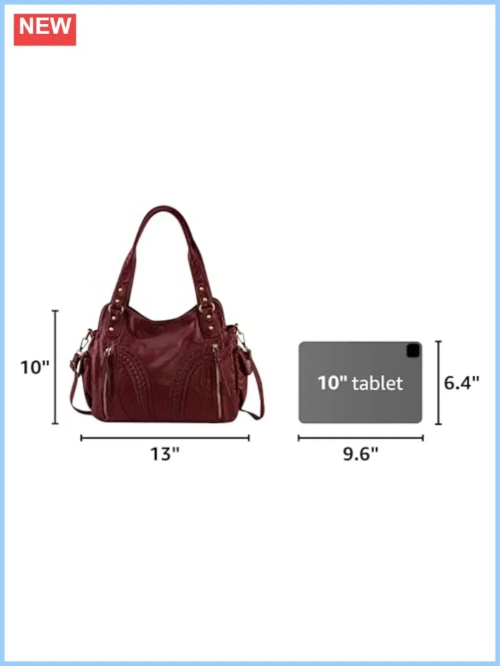 Faux Leather Hobo Bag Soft Handbag Crossbody Strap Large